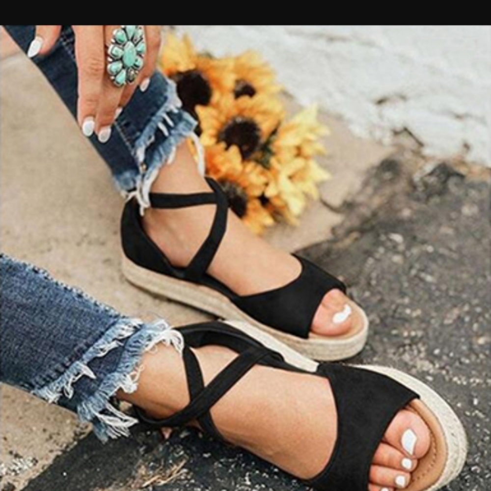 Black Slip on Sandals